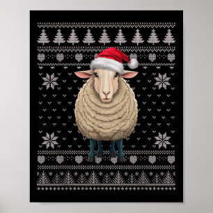 Funny Sheep Ugly Christmas Sweater Santa Xmas Pjs  Poster
