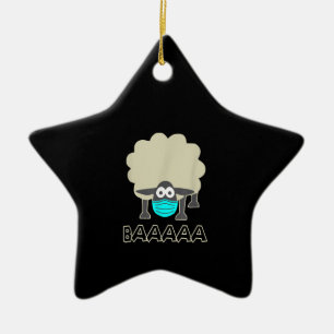 Funny Sheep With Face Mask   Sheeple Gift Ceramic Ornament