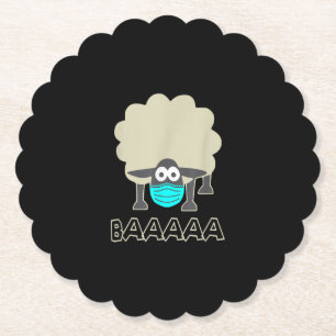Funny Sheep With Face Mask   Sheeple Gift Paper Coaster