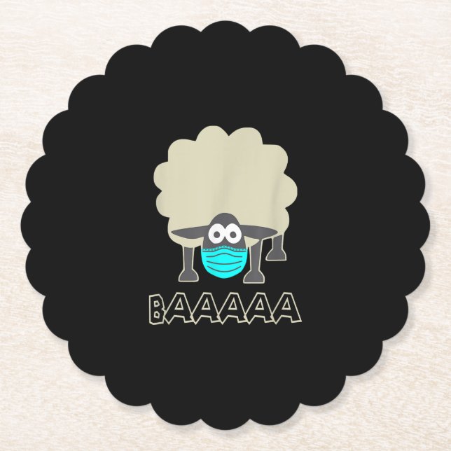 Funny Sheep With Face Mask | Sheeple Gift Paper Coaster (Front)