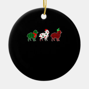 Funny Sheep Xmas Tree Lights   Red Plaid Gift Ceramic Ornament