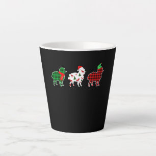 Funny Sheep Xmas Tree Lights Red Plaid Gift Latte Mug