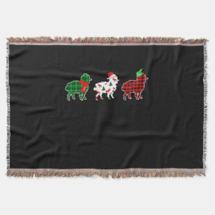 Funny Sheep Xmas Tree Lights   Red Plaid Gift Throw Blanket