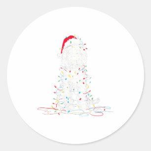 Funny Sheepadoodle Christmas Graphics Dog Lights L Classic Round Sticker