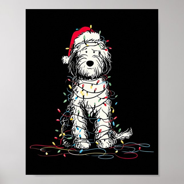 Funny Sheepadoodle Christmas Graphics Dog Lights L Poster (Front)