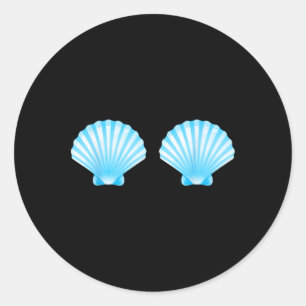 Funny Shell Breast Christmas In July Beach Vacatio Classic Round Sticker