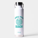 Funny Shell Yeah Beach Pun Cute Teal Personalized Water Bottle<br><div class="desc">Shell Yeah Beach. Funny beachgoer humour summer vacation gift with a cute teal seashell design. I love pretty puns and fun turquoise text. A cool custom water bottle.</div>