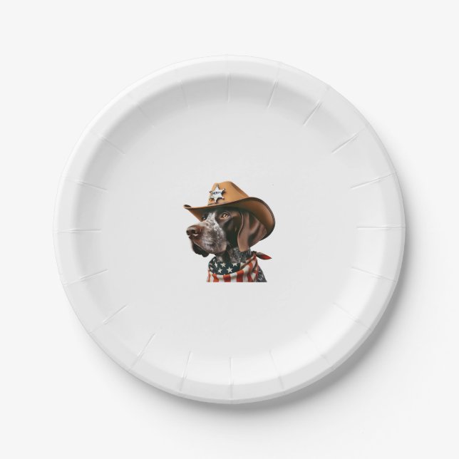 Funny Sheriff Dog Shirt German Pointer Dog Mom Wil Paper Plate (Front)