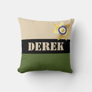 Funny Sheriff Uniform With Gold Badge Throw Pillow
