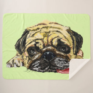 Funny Sherpa Blanket with Pug Dog - Your Colours