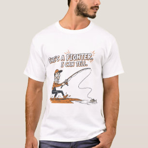 Funny Shes A Fighter Tiny Fish Fishing T-Shirt