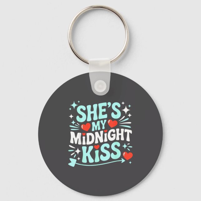 Funny She's My Midnight Kiss Valentine Matching Co Keychain (Front)