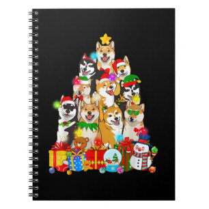 Funny Shiba Inu Christmas Tree Lights Puppy Dog Lo Notebook