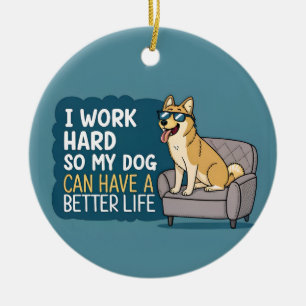 Funny Shiba Inu Dog Quote Couch Illustration Ceramic Ornament
