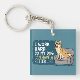 Funny Shiba Inu Dog Quote Couch Illustration Keychain
