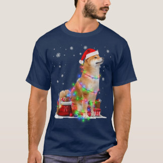 Funny Shiba Inu Dog Tree Christmas Lights Xmas Paj T-Shirt