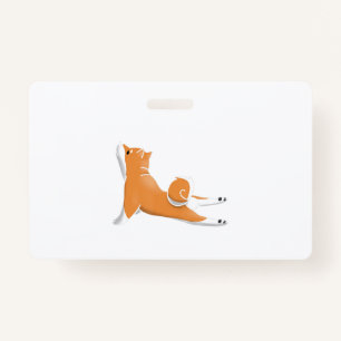 funny shiba inu dog yoga pose birthday gift badge