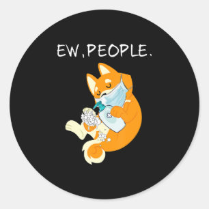 Funny Shiba Inu Ew People Dog Gift Classic Round Sticker