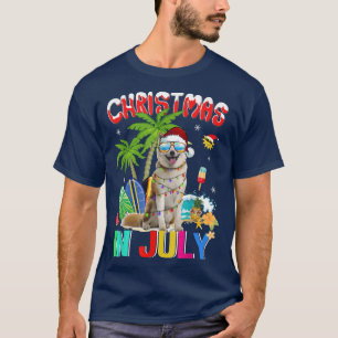 Funny Shiba Inu in Santa Hat Sunglasses Christmas T-Shirt