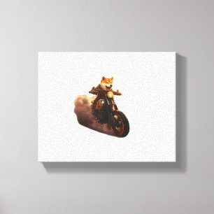 Funny , Shiba Inu, Motorcycle, Dog, Puppet, Men's, Canvas Print