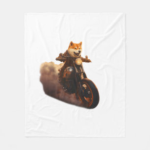 Funny , Shiba Inu, Motorcycle, Dog, Puppet, Men's, Fleece Blanket