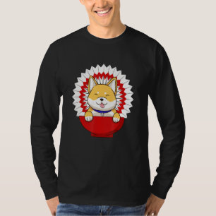 Funny Shiba Inu Uni Dog Red Bowl Tongue Out Cute S T-Shirt