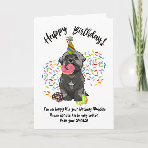 Funny Shih Tsu Pet Dog  Birthday Card Doughnuts