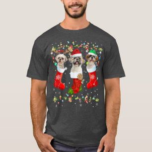Funny Shih Tzu Dog Christmas Lights Puppy Dog Love T-Shirt