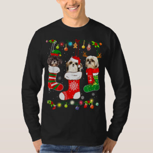 Funny Shih Tzu Dog Christmas Lights Puppy Dog Love T-Shirt