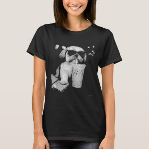 Funny shih tzu drinking iced coffee dog lovers T-Shirt