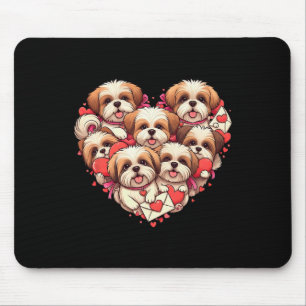 Funny Shih Tzu Heart Valentine Shih Tzu Womens Men Mouse Pad