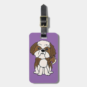 Funny Shih Tzu Puppy Dog Cartoon Luggage Tag