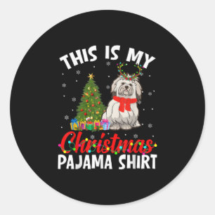 Funny Shih Tzu Xmas Pajama Gift Dog Dad Dog Mom . Classic Round Sticker