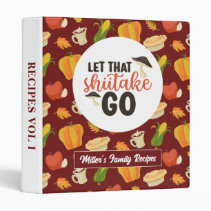 Funny Shiitake Mushroom Thanksgiving Food Pattern Binder