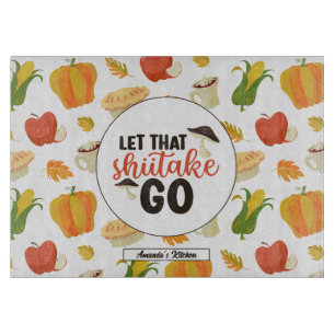 Funny Shiitake Mushroom Thanksgiving Food Pattern Cutting Board
