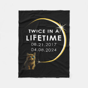 Funny Shirt Cat Total Solar Eclipse Twice Fleece Blanket