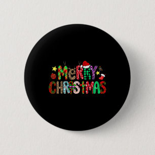 Funny Shirt Christmas Lights Red Santa Hat Xmas Fa 2 Inch Round Button