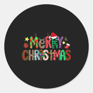 Funny Shirt Christmas Lights Red Santa Hat Xmas Fa Classic Round Sticker