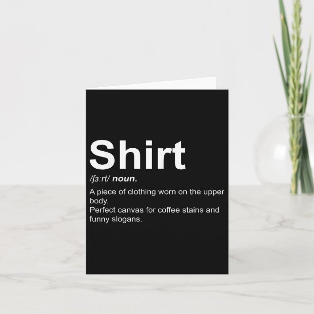 Funny Shirt Definition Quirky Definition Design  Card (Front)