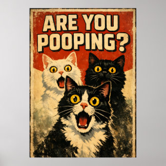Funny Shocked Cats Poster | Bathroom Humour