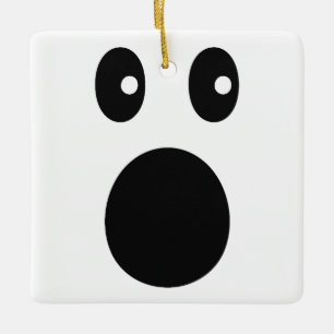 Funny Shocked Face Emoji Minimal Cartoon  Ceramic Ornament