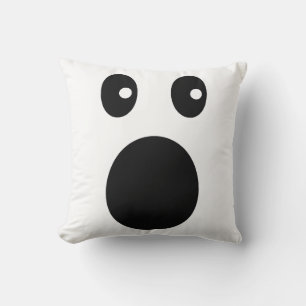 Funny Shocked Face Emoji Minimal Cartoon Throw Pillow