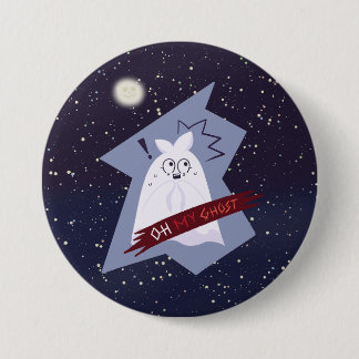 Funny Shocked Ghost Cartoon Buttons
