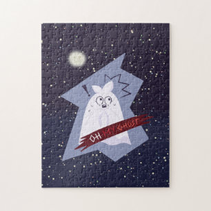 Funny Shocked Ghost Cartoon Jigsaw Puzzle