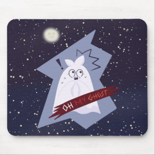 Funny Shocked Ghost Cartoon Mouse Pad