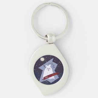 Funny Shocked Ghost Cartoon Swirl Keychain