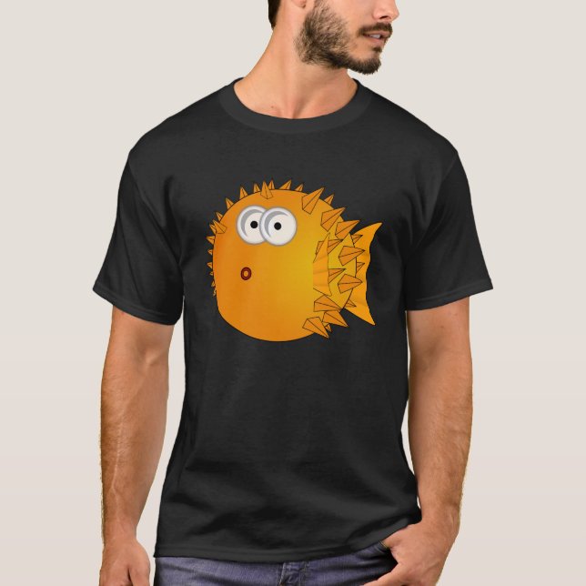 Funny Shocked Puffer fish T-Shirt (Front)