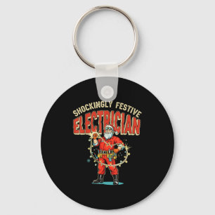 Funny Shockingly Festive Electrician Vintage Chris Keychain