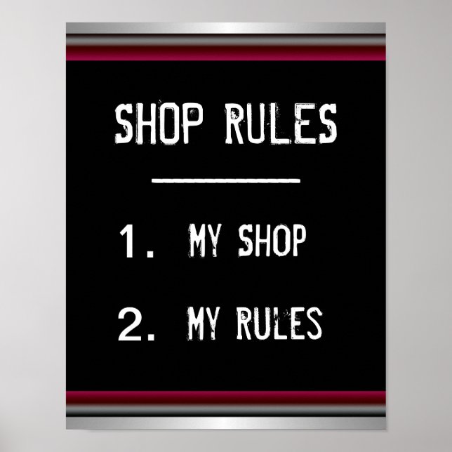 Funny Shop Rules Poster (Front)