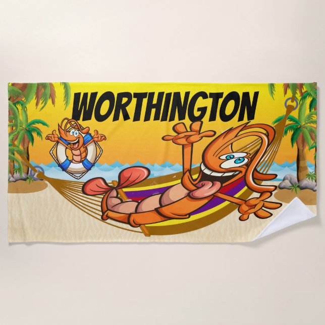 Funny Shrimp  Beach Towel (Front)